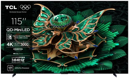 Televizor TCL QD-MiniLED 115C7K, 291 cm, Smart Google TV, 4K Ultra HD ,144Hz, Clasa E, Onkyo