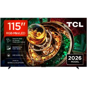   Televizor TCL RGB-MiniLed 115RM9L, 292 cm, Smart Google TV, 4K Ultra HD, 144Hz, Bang & Olufsen, Clasa D (Model 2026)