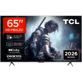   Televizor TCL QD-MiniLED 65T8D, 164 cm, Smart, Google TV, 4K Ultra HD, 144Hz, Onkyo