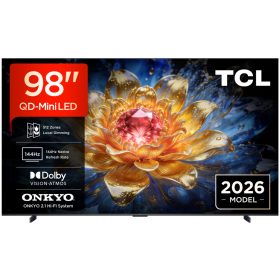   Televizor TCL QD-MiniLED 98T8D, 248 cm, Smart Google TV, 4K Ultra HD, 144Hz, Onkyo (Model 2026)