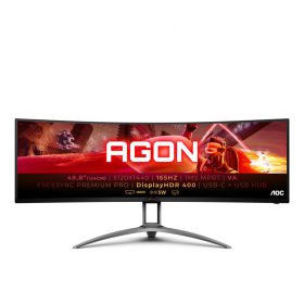   AOC AGON AG493UCX2 – Monitor gaming curbat 49", DQHD 5120x1440, 165Hz, VA, USB-C, KVM