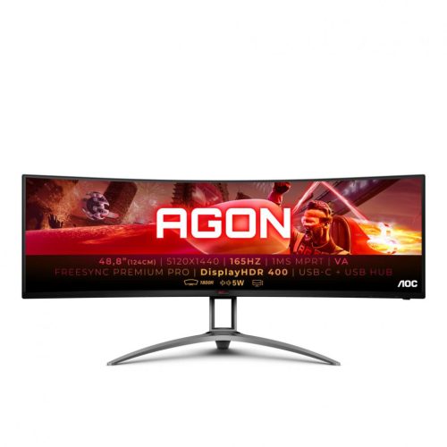AOC AGON AG493UCX2 – Monitor gaming curbat 49", DQHD 5120x1440, 165Hz, VA, USB-C, KVM