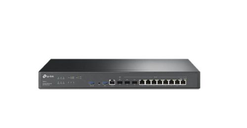 "Omada VPN Router with 10G Ports PORT: 1× 10G SFP+ WAN Port, 1× 10G SFP+ WAN/LAN Port,1× Gigabit SFP WAN/LAN Port, 8× Gigabit RJ45 WAN/