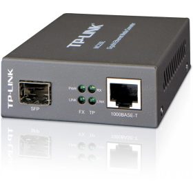   "Omada 10/100/1000 Mbps RJ45 to 1000 Mbps SFP Slot Supporting MiniGBIC Modules PORT: 1× Gigabit SFP Slot, 1× Gigabit RJ45 Port (Auto MD
