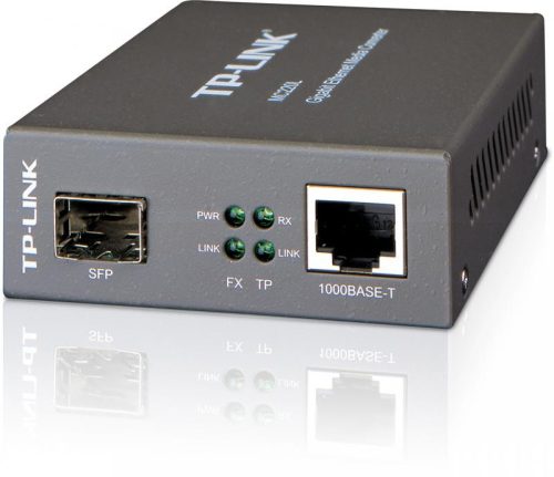 "Omada 10/100/1000 Mbps RJ45 to 1000 Mbps SFP Slot Supporting MiniGBIC Modules PORT: 1× Gigabit SFP Slot, 1× Gigabit RJ45 Port (Auto MD