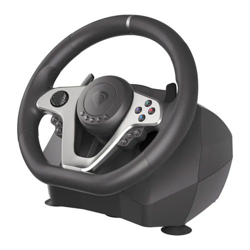Volan Genesis cu fir Seaborg 400, interfata USB, 15 butoane, rotatie 900°, lungime cablu 200cm, compatibil cu Microsoft XBOX 360, XBOX 