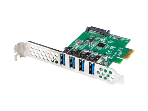 Placă PCI Express x1 4x USB-A 3.1 Gen1 low-profile