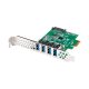 Placă PCI Express x1 4x USB-A 3.1 Gen1 low-profile