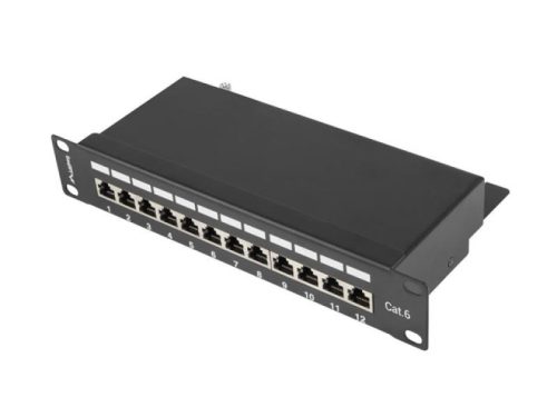 Patch panel 12 porturi 1U Cat.6 FTP negr