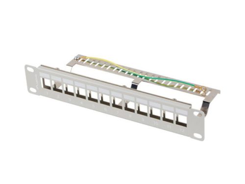 Patch panel gol 12 porturi 1U 10" gri V2