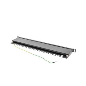   Patch panel 24 porturi 0,5U 19" Cat.5e FTP cu organizator cabluri, ecranat, negru