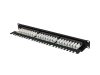 Patch panel 24 porturi 1U 19" Cat.6 UTP cu organizator cabluri, negru