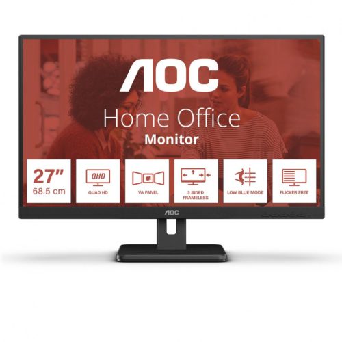 Monitor Consumer AOC Q27E3UMF, 27", 2560 x 1440 pixeli, Black, 3 ani Garantie
