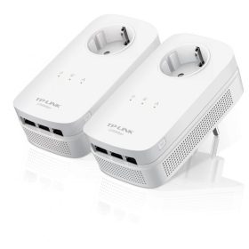   Tp-link AV1200 3-Port Gigabit Passthrough Powerline Starter Kit, 1200Mbps Powerline Datarate, Line-Neutral/Line-Ground 2*2 MIMO, 3 Giga