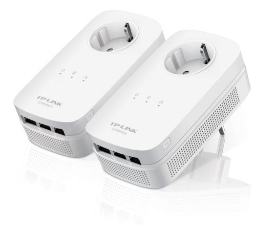 Tp-link AV1200 3-Port Gigabit Passthrough Powerline Starter Kit, 1200Mbps Powerline Datarate, Line-Neutral/Line-Ground 2*2 MIMO, 3 Giga